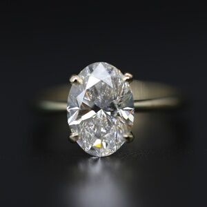 3 CARAT OVAL DIAMOND RING YELLOW GOLD GIA CERTIFIED